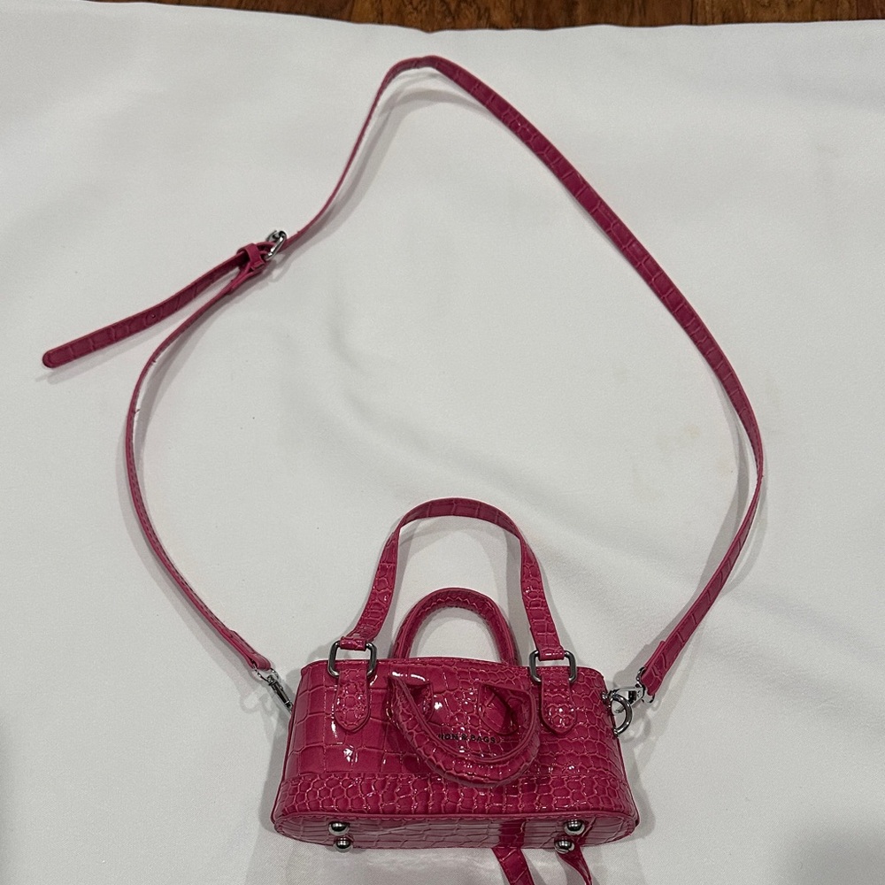 Vibrant Pink Embossed Mini Bag